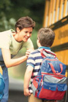 Mother & son & school bus