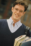 Male teacher with books
