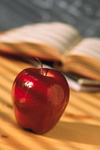 Apple on desk
