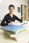 Female teacher at desk