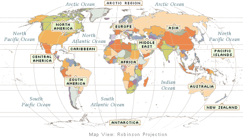 Click on a region below for a more detailed map, or try our map index. World