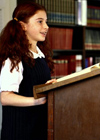 Student at podium