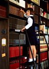 Girl in a library