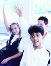 Students raising hands