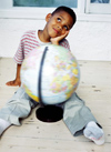 Boy with globe