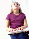 Girl reading Braille