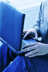 Teacher using computer