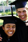 Students in graduation gowns
