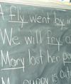 Chalkboard with grammar lesson