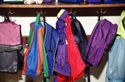 Backpacks hanging in closet