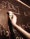 Student completing math problem
