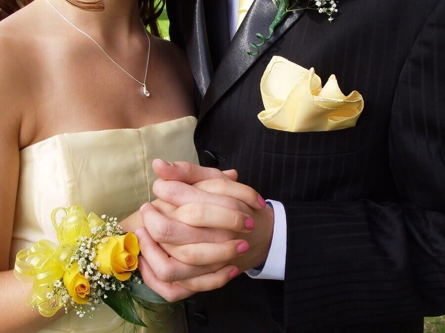 Close Up of Teen Couple Going to Prom Wearing Corsage