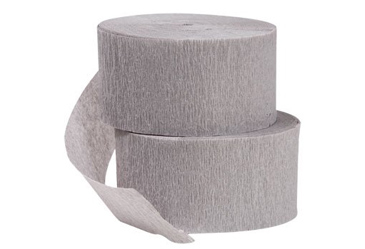Rolls of gray crepe paper