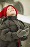 Boy outside in snow