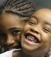 Two girls laughing