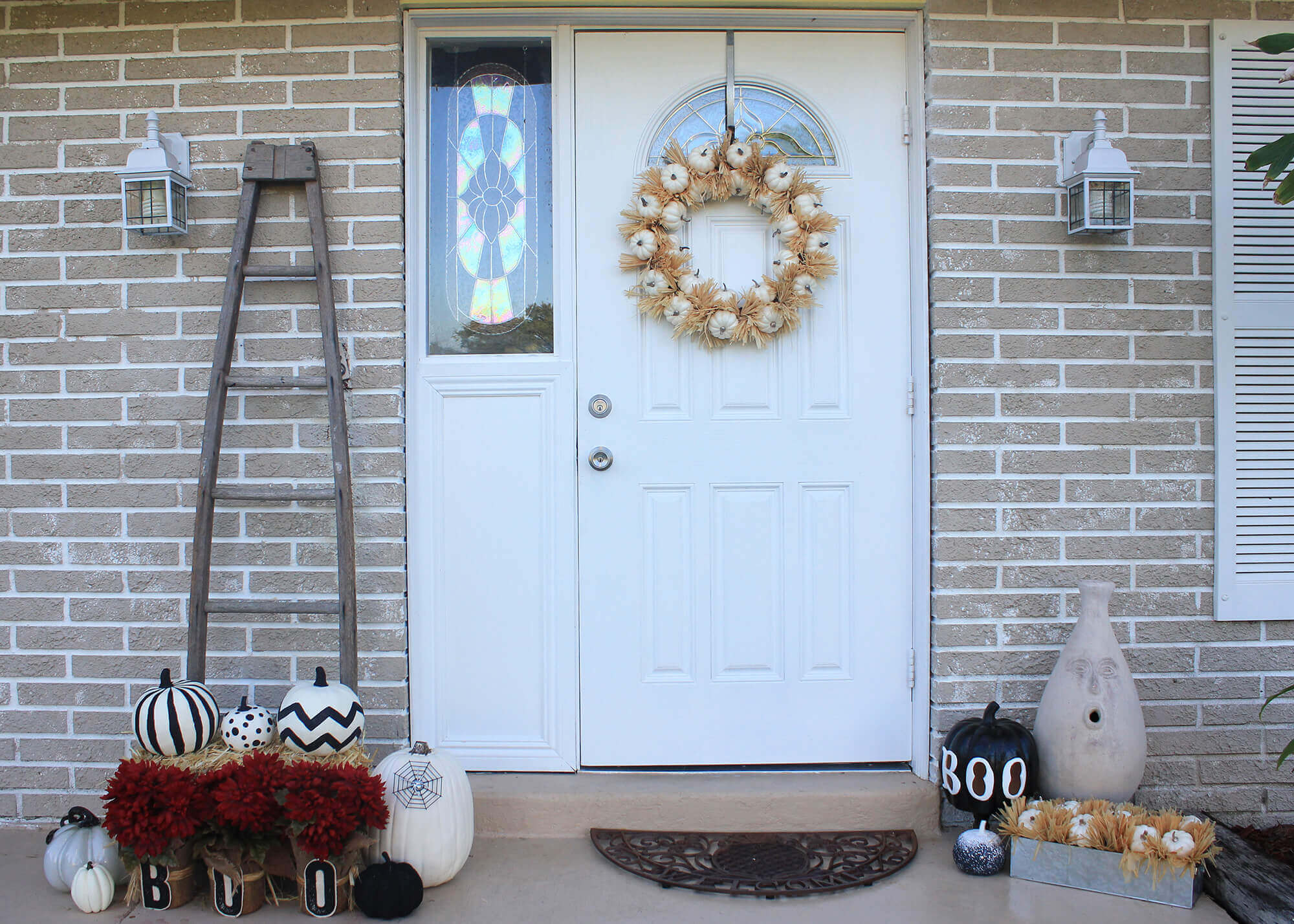 Front Door Decorated for Autumn