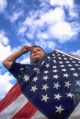 Boy pledging allegiance to US Flag