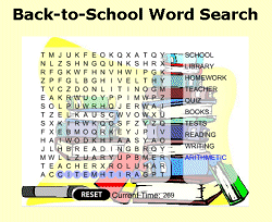 Back to School word search