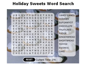 Holiday Sweets Word Search