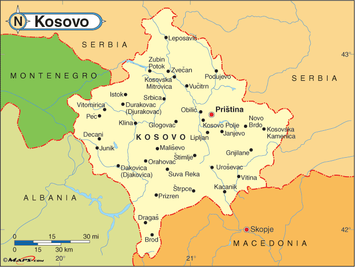 Kosovo Politische Karte