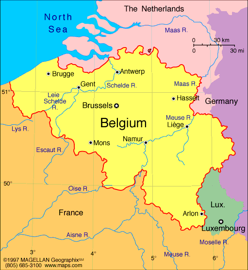 Map Europe Belgium