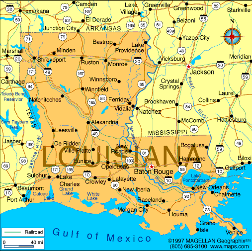 Louisiana Map Infoplease 4256