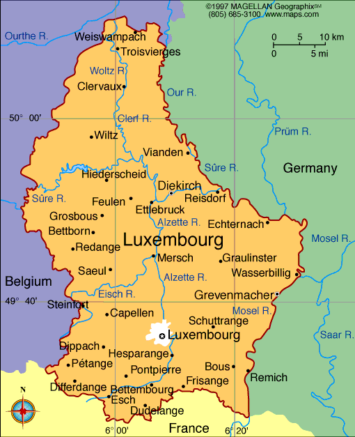 Luxemburg Politische Karte