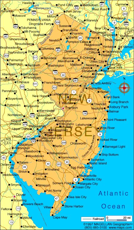 New Jersey Map Infoplease 7499