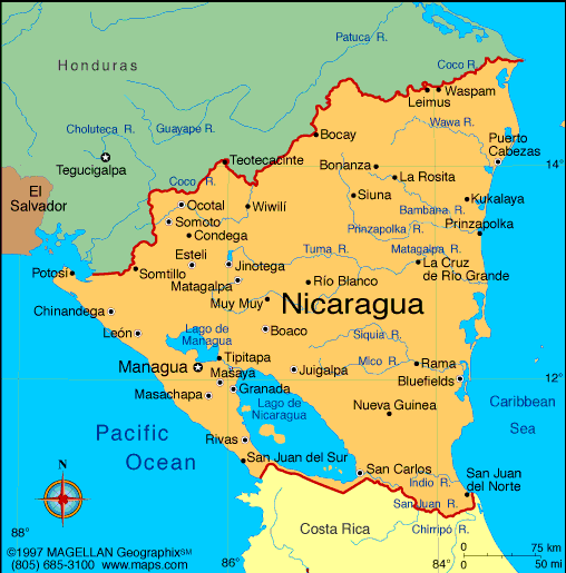 Nicaragua Map | Infoplease