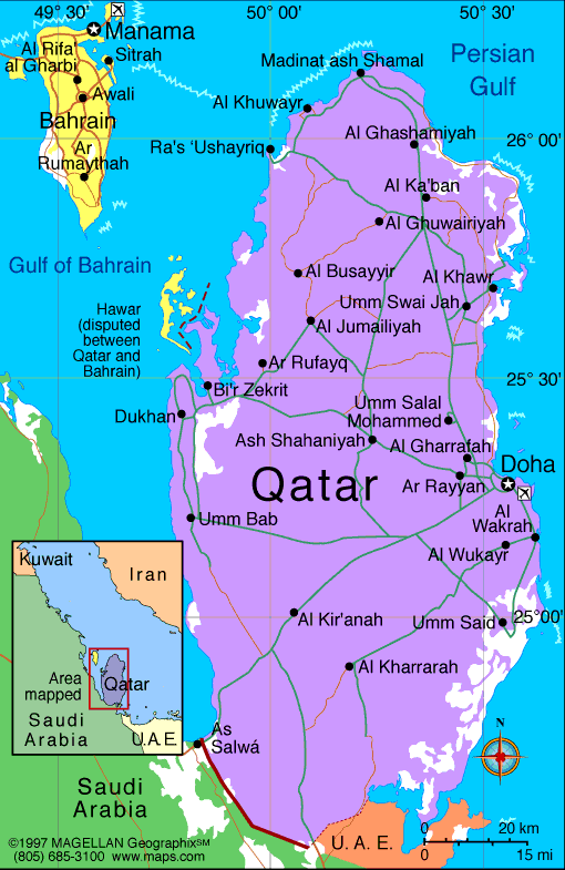 Qatar Map | Infoplease