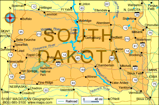 free south dakota map