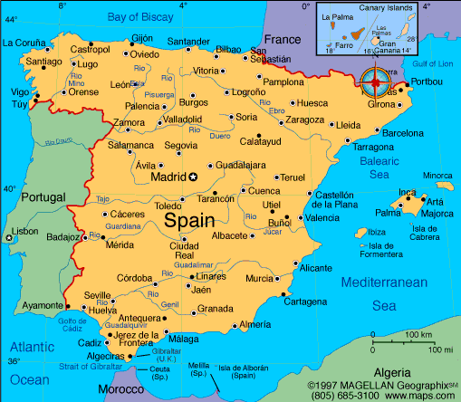 map if spain