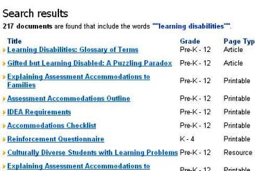 Search Learning Disabilities