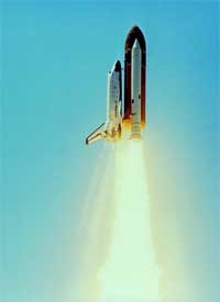 NASA's space shuttle lifting off
