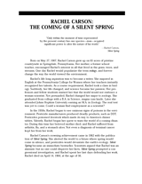 Rachel Carson: The Coming of a Silent Spring: Reading Passage