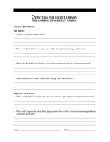 Rachel Carson: The Coming of a Silent Spring: Comprehension Questions