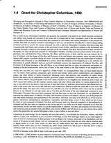 Grant for Christopher Columbus, 1492