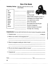 Orangutan Reading Comprehension Questions