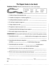 Anaconda Reading Comprehension Questions