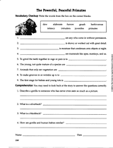 Gorilla Reading Comprehension Questions