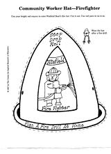 Firefighter's Hat. Students can color, cut out, and wear this firefighters