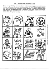 U.S. Holidays Printable Matching Game