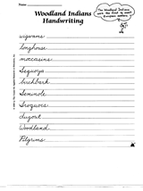 Woodland Indians Handwriting Practice