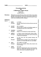 A Midsummer Night's Dream -- Act III, Vocabulary