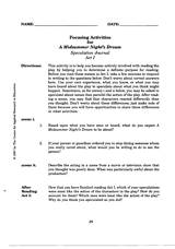 A Midsummer Night's Dream -- Act I, Journal