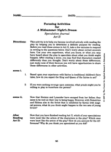 A Midsummer Night's Dream -- Act II, Journal