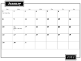 Printable Blank 2012 Monthly Calendar