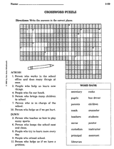 Printable Crossword Puzzles on School Jobs Crossword Puzzle Printable  2nd   5th Grade
