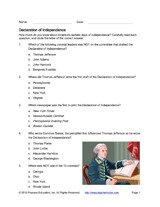 Printable Quiz On Declaration Of Independence | declaration of independence quiz Printable Quiz On Declaration Of Independence | declaration of independence quiz