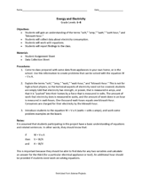 Energy and Electricity